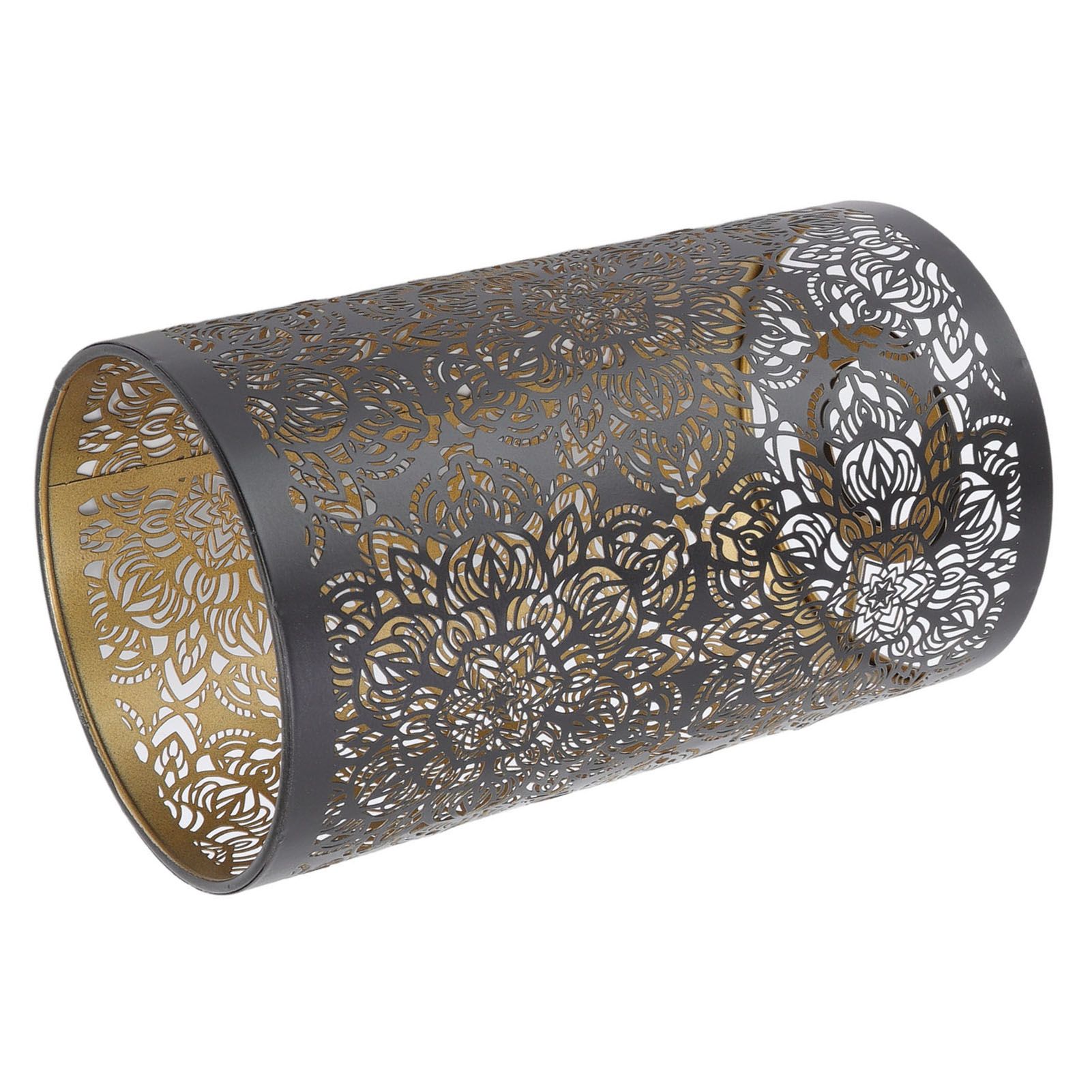 Lamp Shade Hollow Carving Metal Cylindrical Circular Pattern E27 E26 Detachable Decorative Nightstand Table Lamp Shade - Image 2