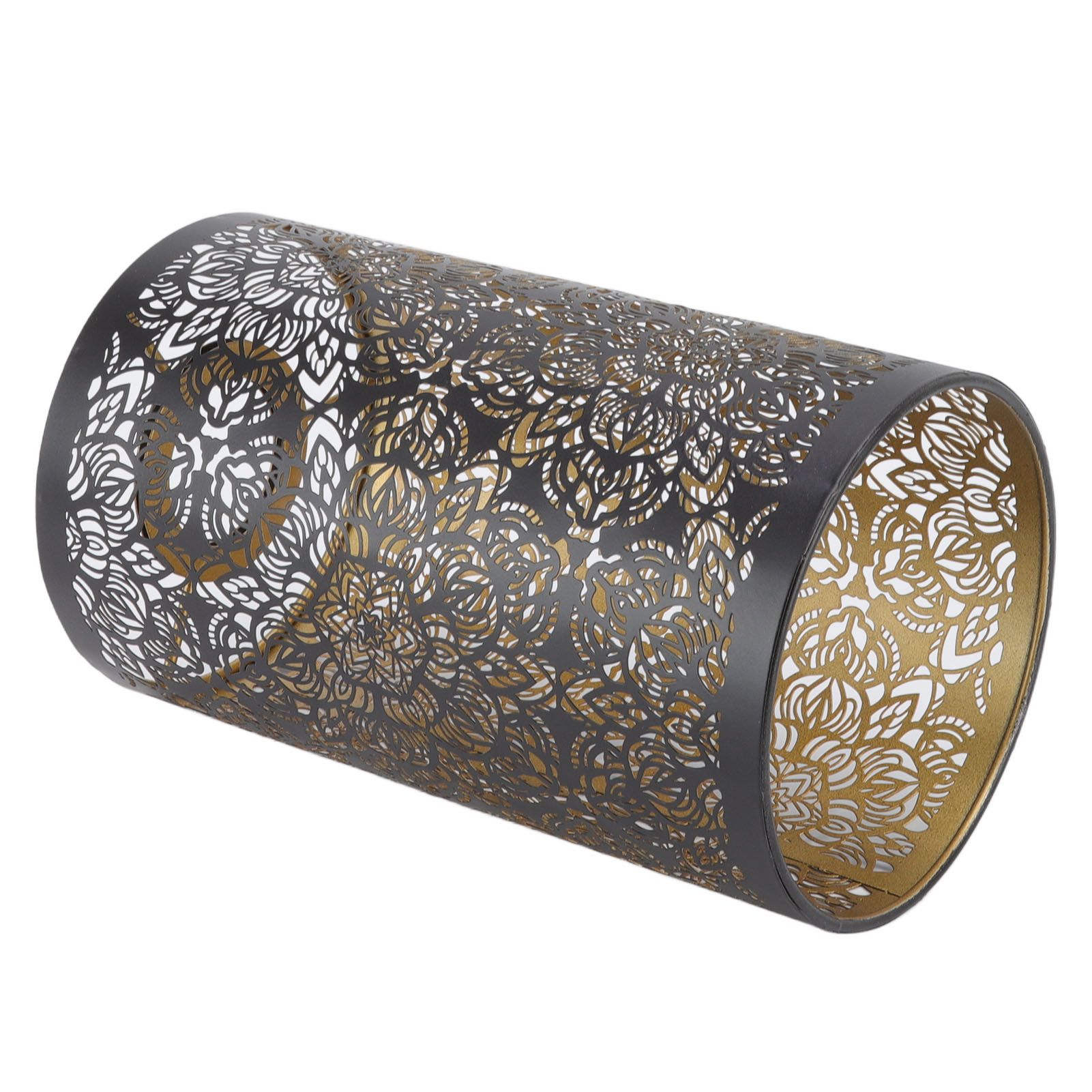 Lamp Shade Hollow Carving Metal Cylindrical Circular Pattern E27 E26 Detachable Decorative Nightstand Table Lamp Shade - Image 3