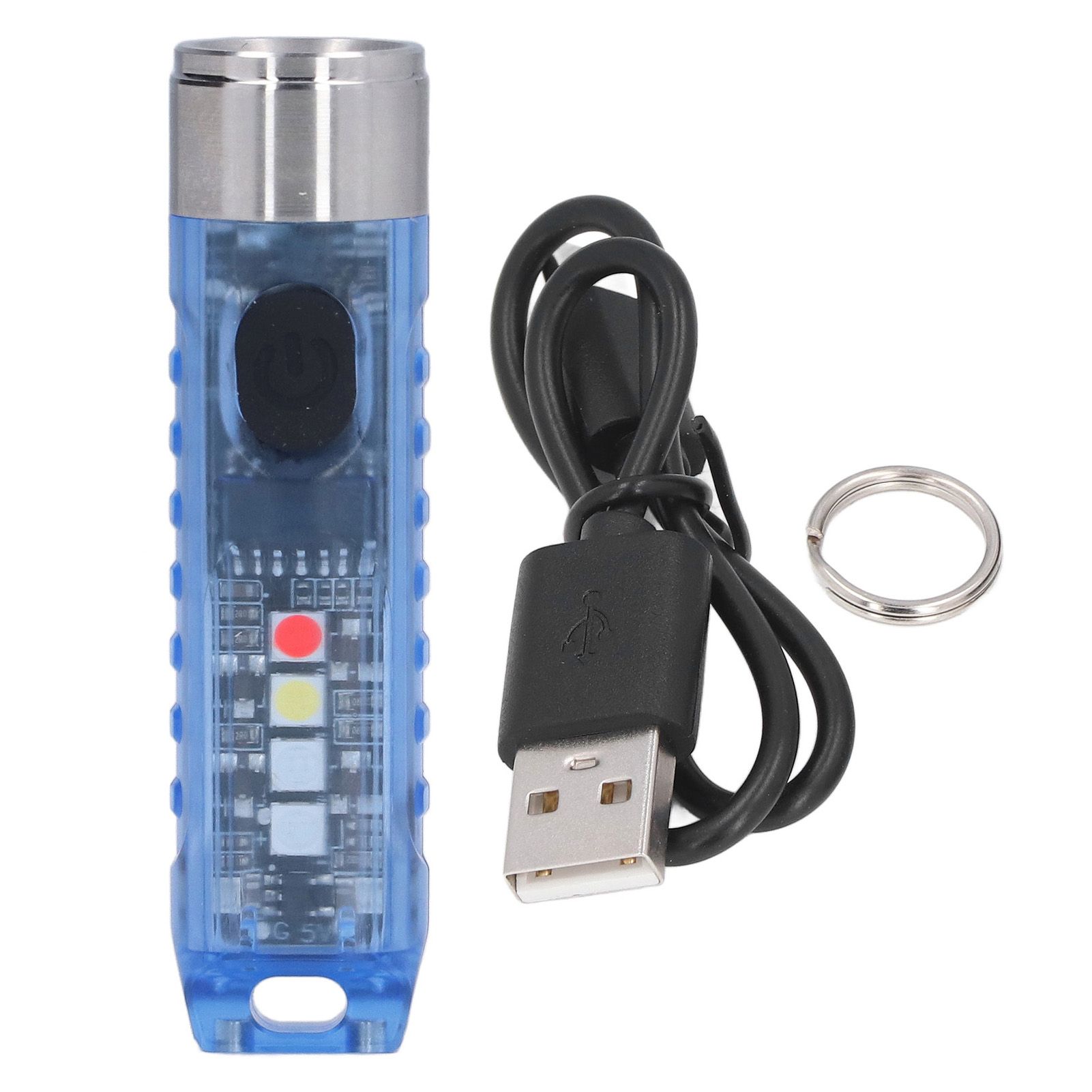 Keychain Flashlight 10 Lighting Modes 5LED TYPE C Fast Charging IP65 Waterproof Portable Keychain Light with Magnetic Base Blue - Image 1