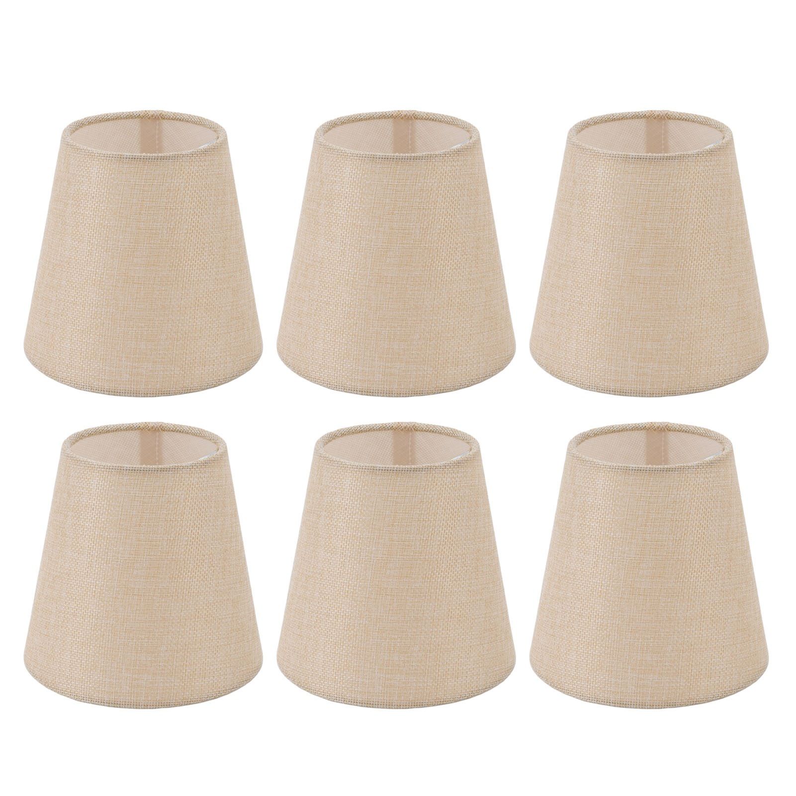 6PCS Linen Fabric Lamp Shade Cover Cylindrical Lampshade with Iron Support for Household Light - Image 1