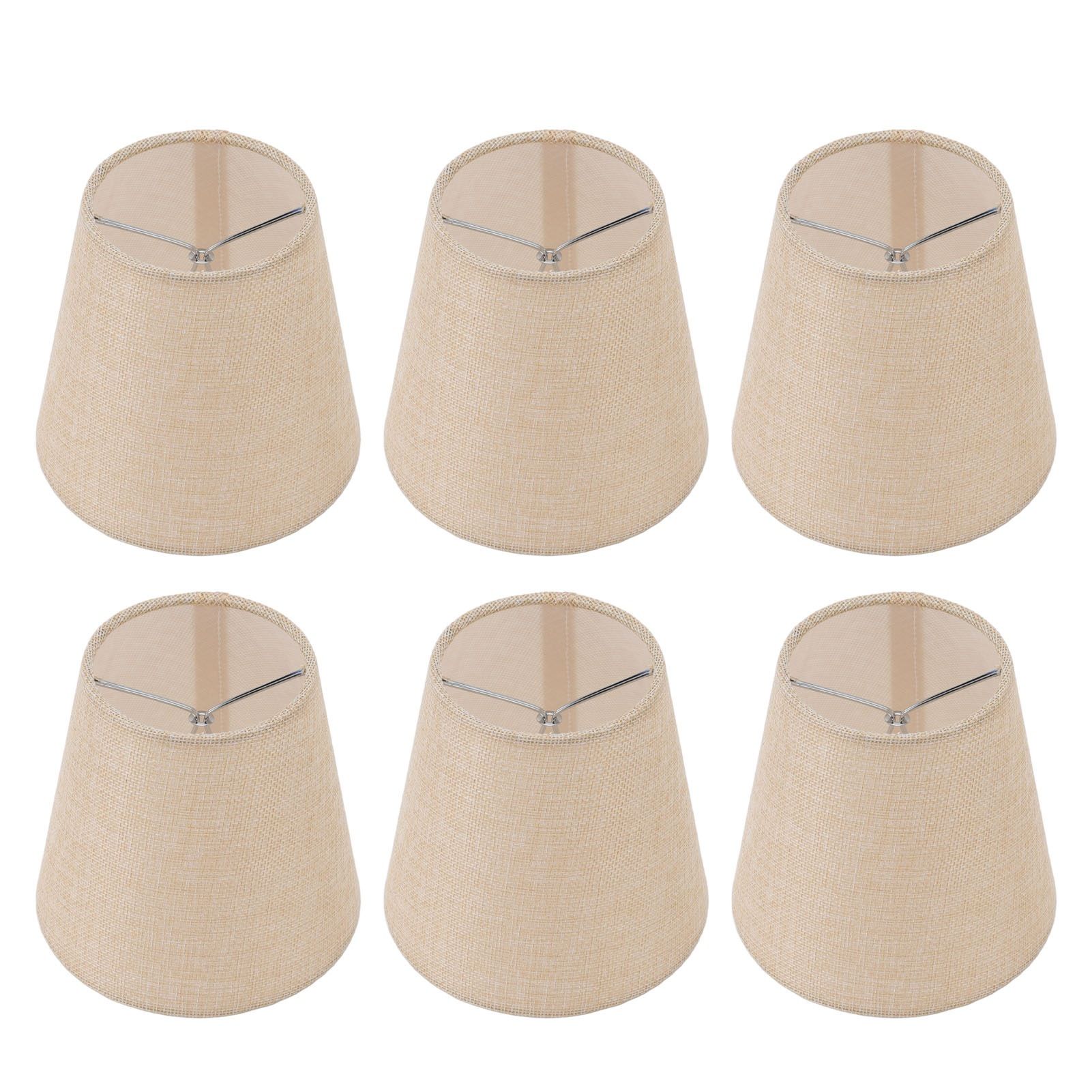 6PCS Linen Fabric Lamp Shade Cover Cylindrical Lampshade with Iron Support for Household Light - Image 2
