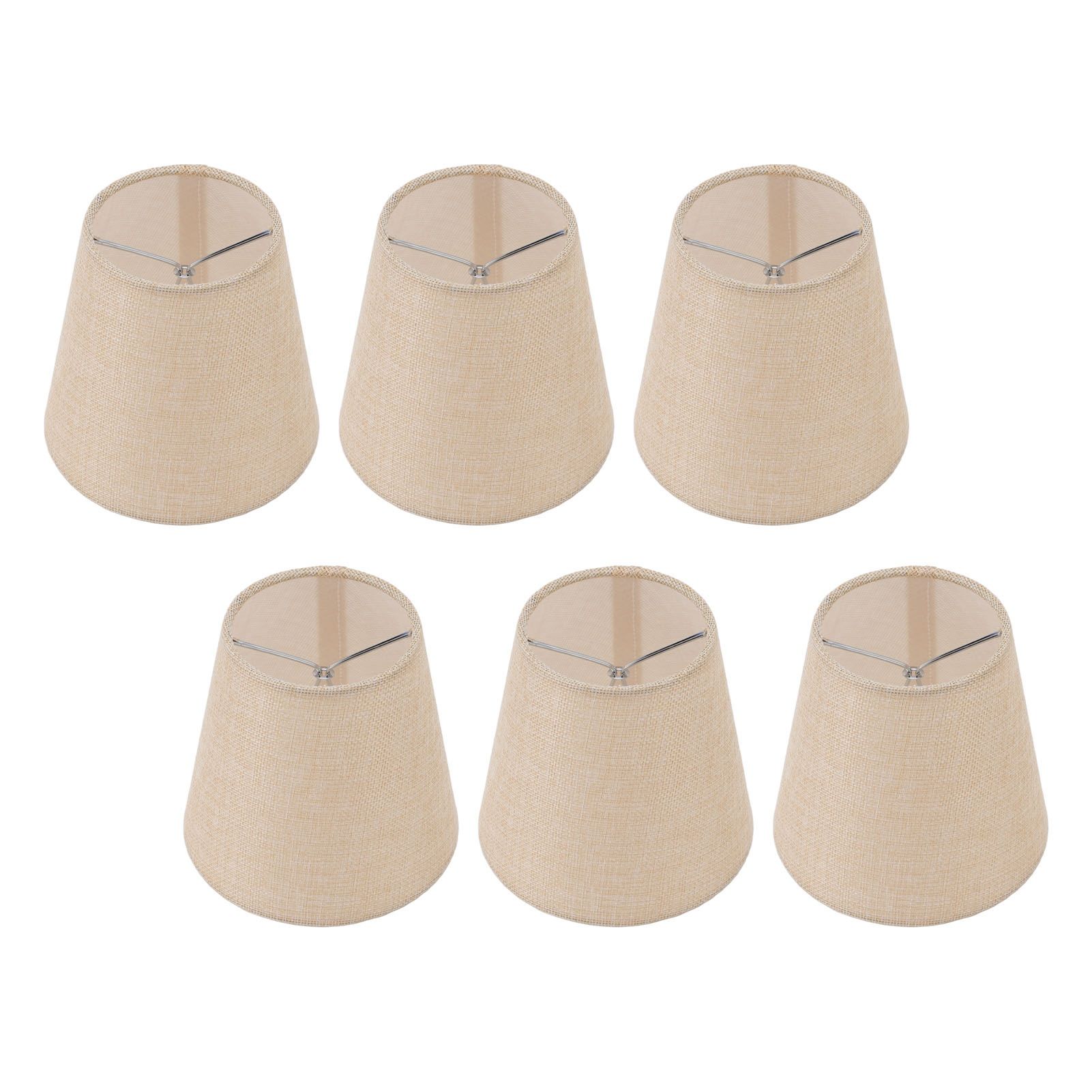 6PCS Linen Fabric Lamp Shade Cover Cylindrical Lampshade with Iron Support for Household Light - Image 3