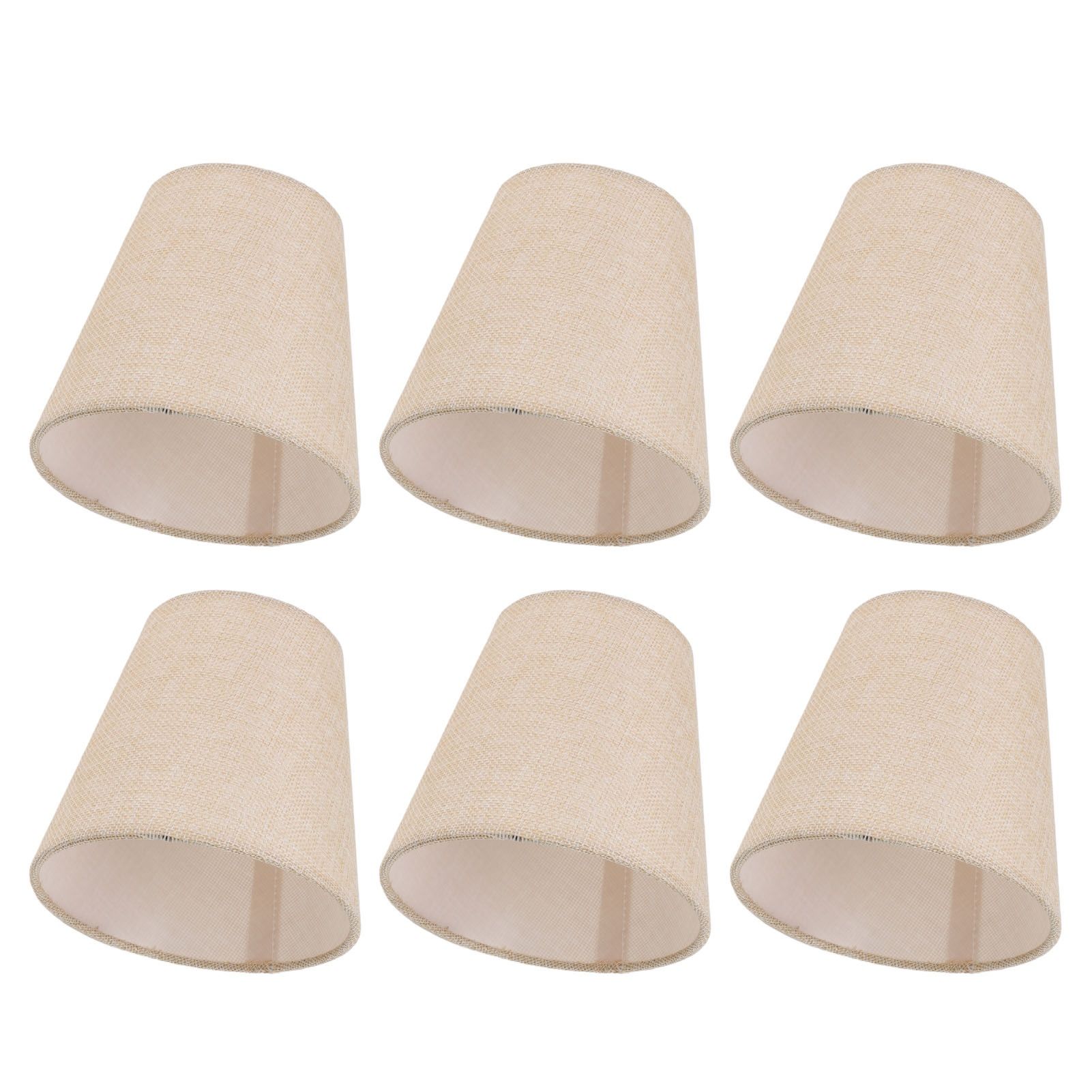 6PCS Linen Fabric Lamp Shade Cover Cylindrical Lampshade with Iron Support for Household Light - Image 5