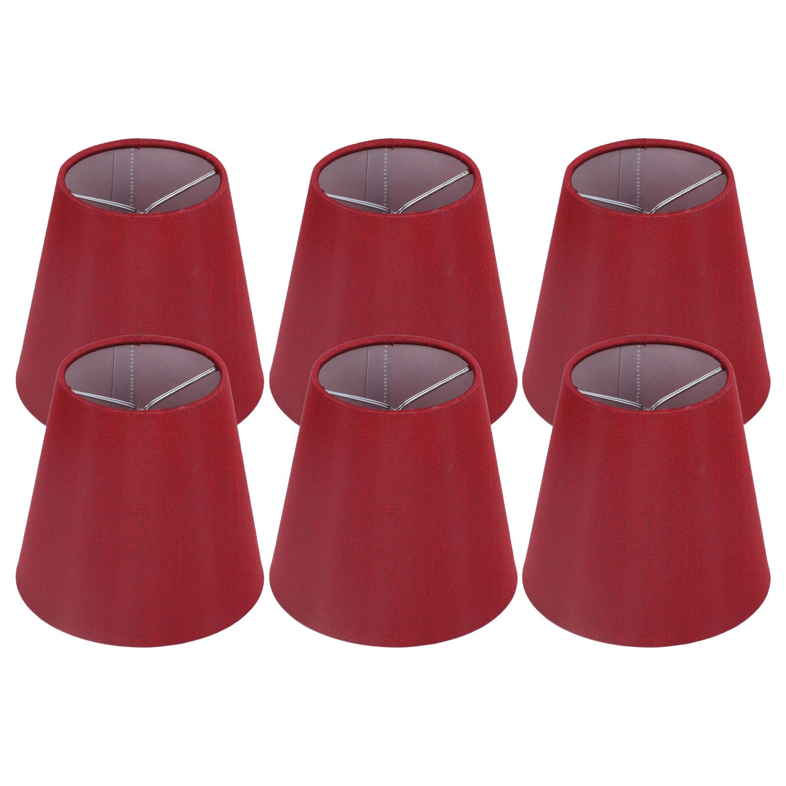 6PCS Fabric Lampshade Modern Simple Good Light Transmission Table Lamp Shade for E14 Bulb Miniature Bulb for Ceiling Lamp A3 01 Wine Red - Image 2