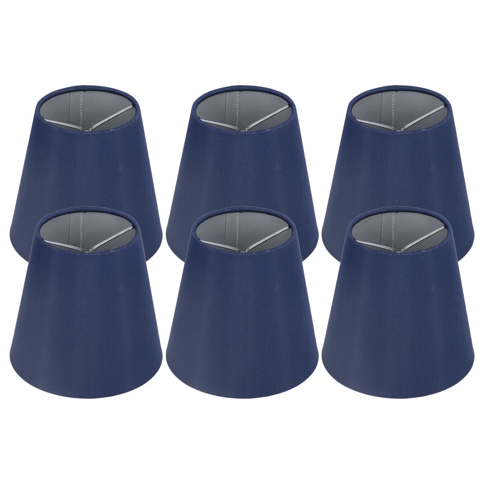 6PCS Fabric Lampshade Modern Simple Good Light Transmission Table Lamp Shade for E14 Bulb Miniature Bulb for Ceiling Lamp A3 02 Dark Blue - Image 2