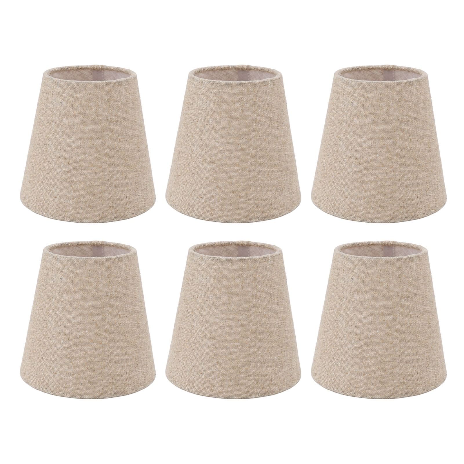 6Pcs Small Lamp Shade Clip On Drum Linen Fabric Lampshade for Candle Bulbs Lighting Accessories - Image 1