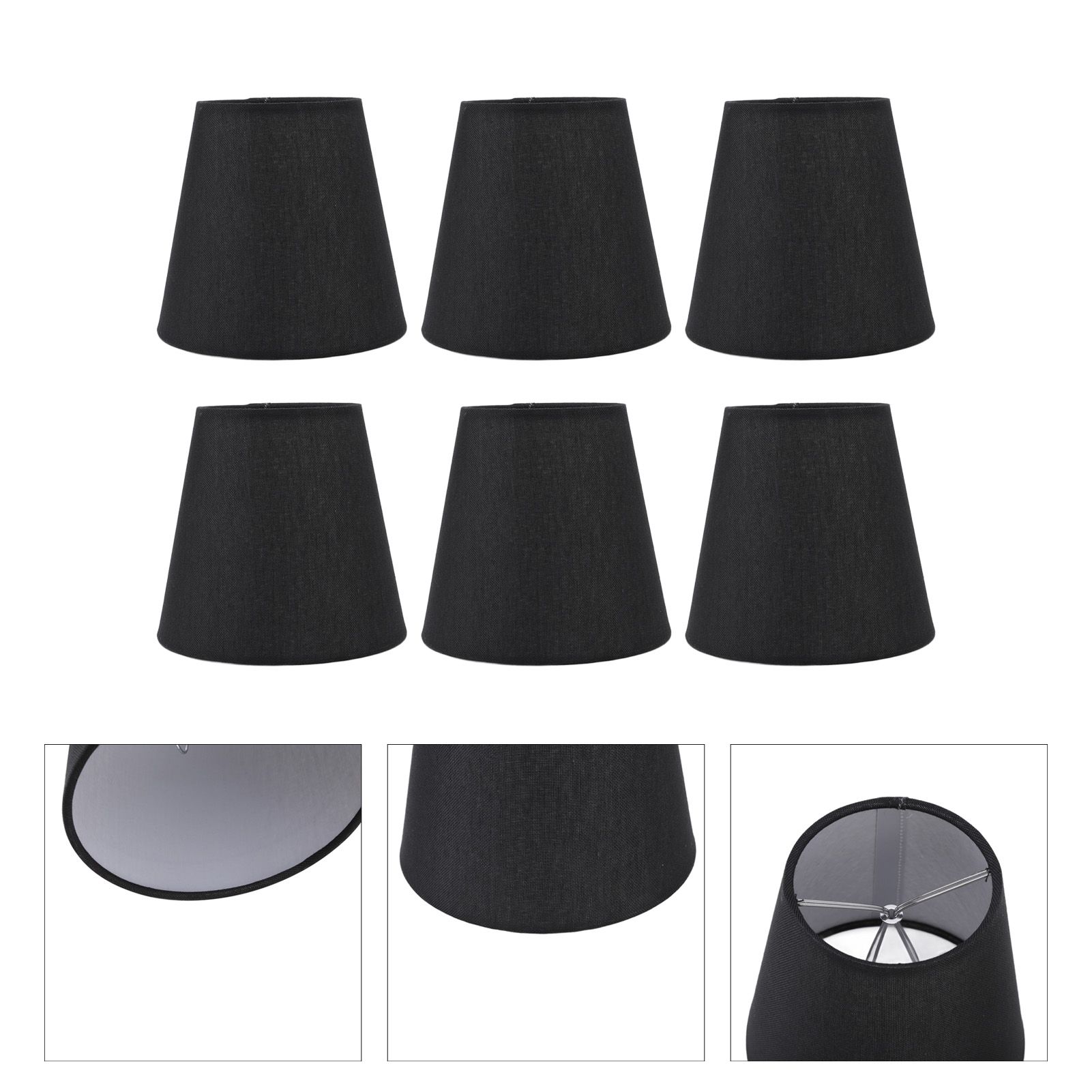 6Pcs Lampshade Lamp Shade Modern Simple Style Home Decoration Black for Small E14 Bulb - Image 8