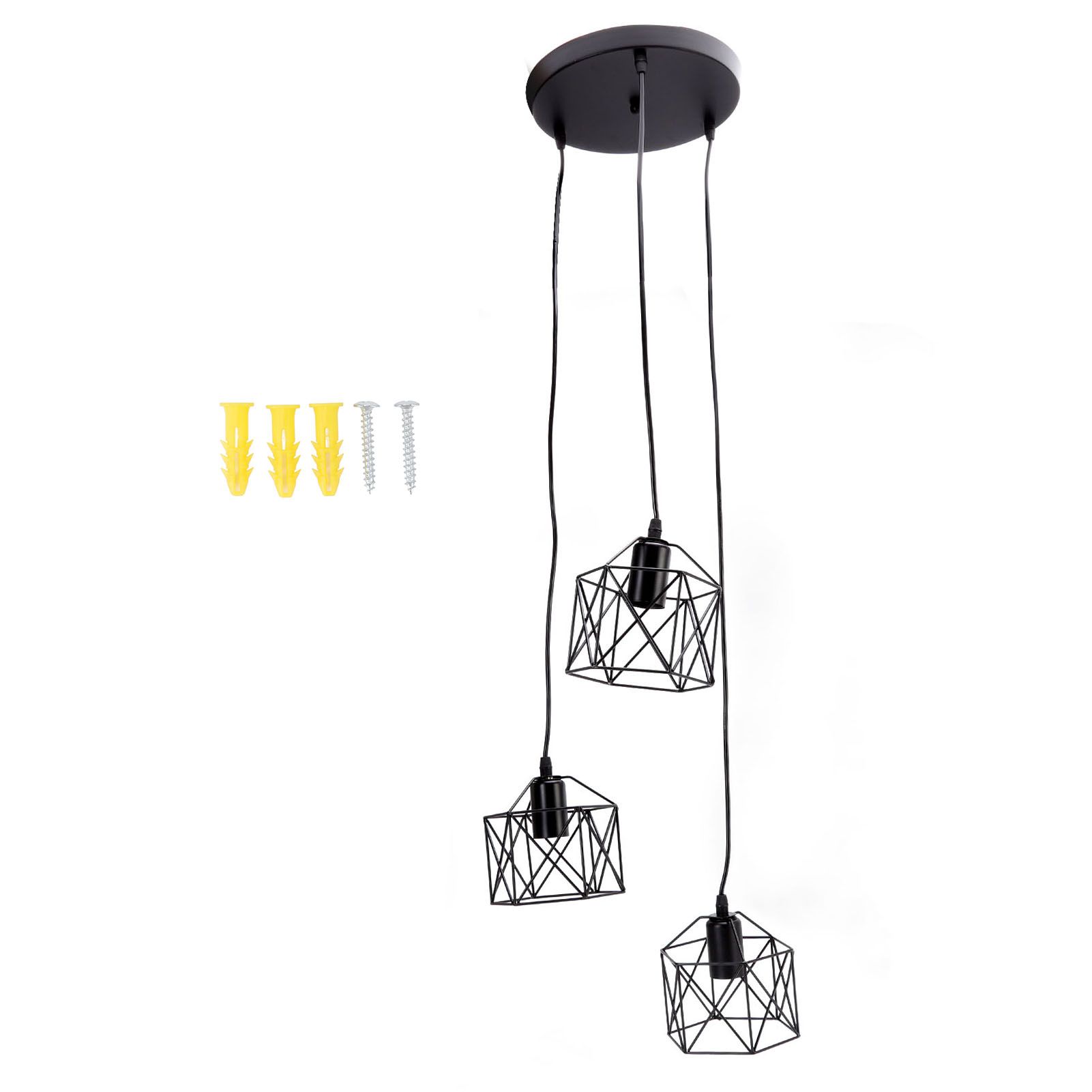Antique Pendant Lampshade E27 3 Head Retro Unique Style Hanging Light Shade for Home Cafes 85‑240V - Image 1