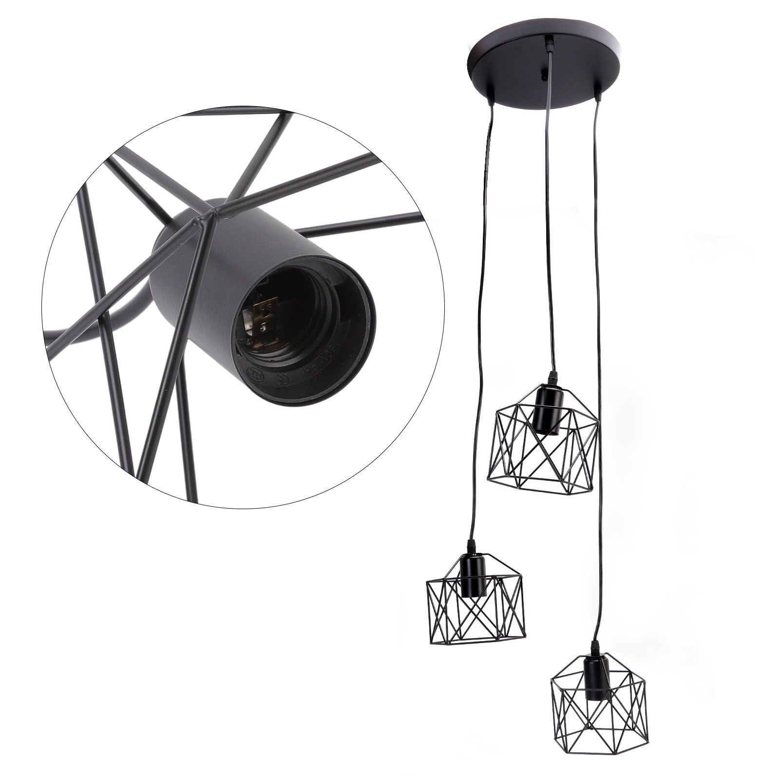 Antique Pendant Lampshade E27 3 Head Retro Unique Style Hanging Light Shade for Home Cafes 85‑240V - Image 6