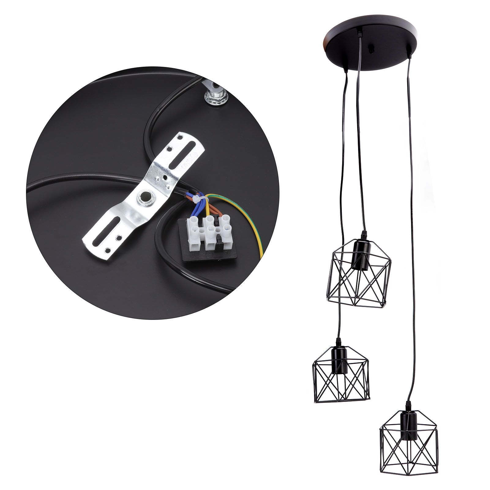 Antique Pendant Lampshade E27 3 Head Retro Unique Style Hanging Light Shade for Home Cafes 85‑240V - Image 7
