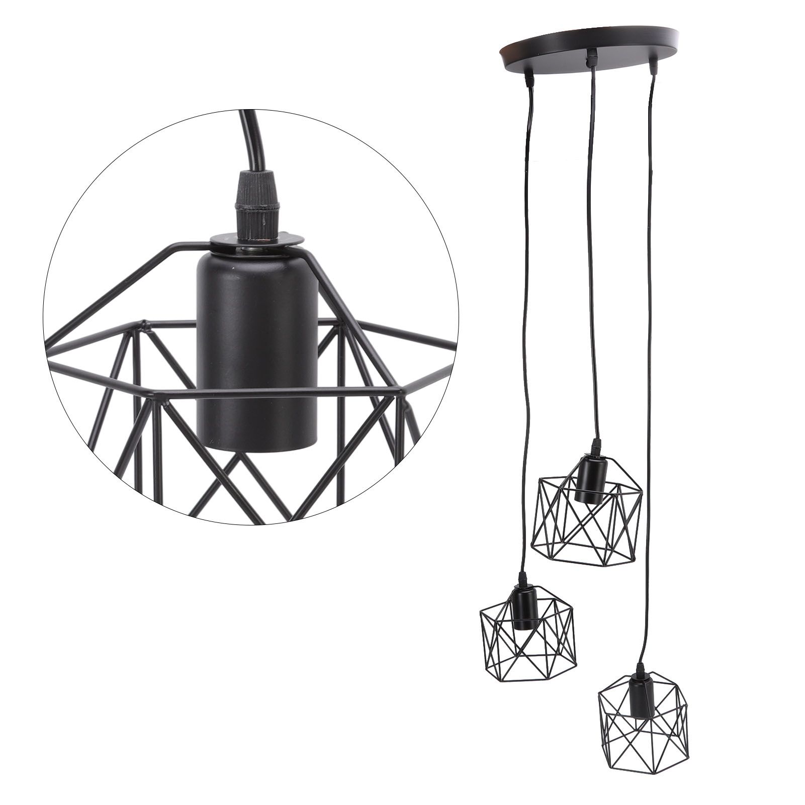 Antique Pendant Lampshade E27 3 Head Retro Unique Style Hanging Light Shade for Home Cafes 85‑240V - Image 8
