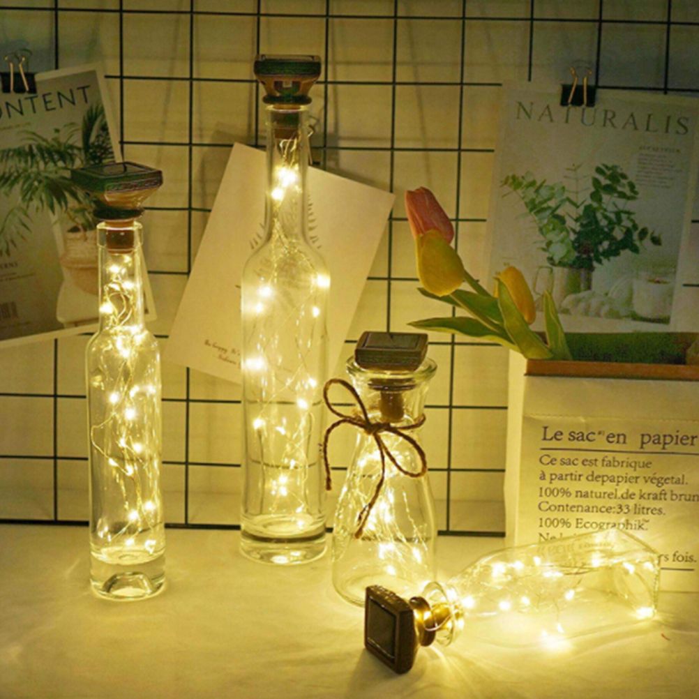 1/6 Pcs of Solar Power Wine Bottle Cork String Light 20 LED Fairy String Light - Image 2