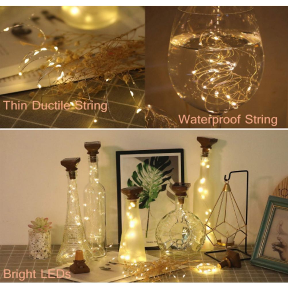 1/6 Pcs of Solar Power Wine Bottle Cork String Light 20 LED Fairy String Light - Image 8