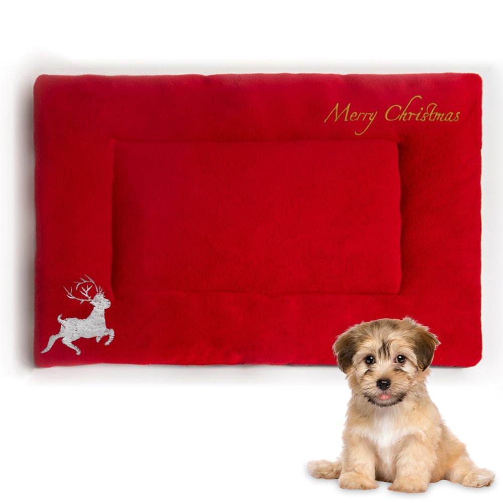Christmas Theme Pet Cat Dog Bed Mat Pad Soft Warm Thick Kennel Cage Sofa Mat for Small Medium Large Dogs Sleeping - Image 1