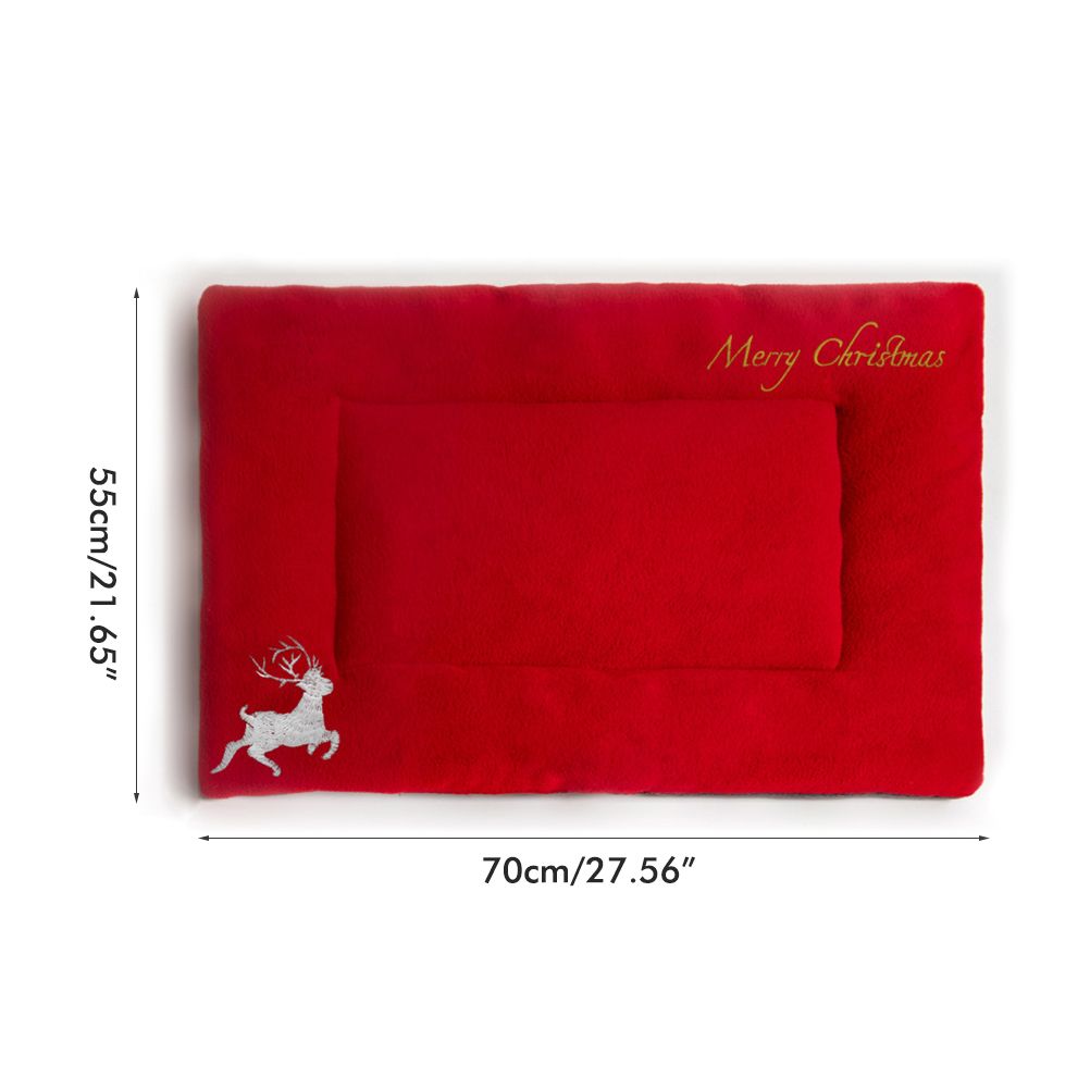 Christmas Theme Pet Cat Dog Bed Mat Pad Soft Warm Thick Kennel Cage Sofa Mat for Small Medium Large Dogs Sleeping - Image 2
