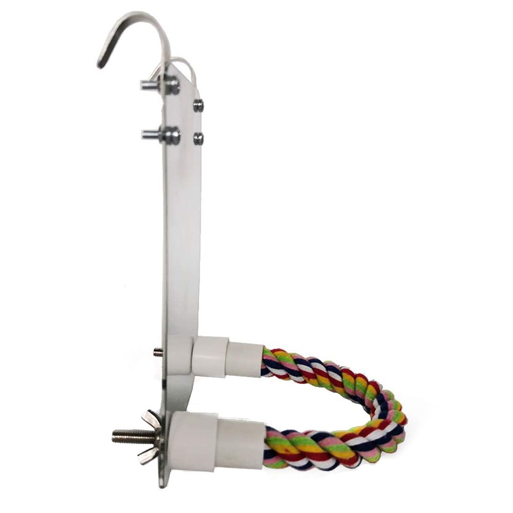 Bird Mirror Toy with Rope Mirror Perch Parrot Bite Toy Parrot Claw Perches Bird Cage Chew Toy - Image 4
