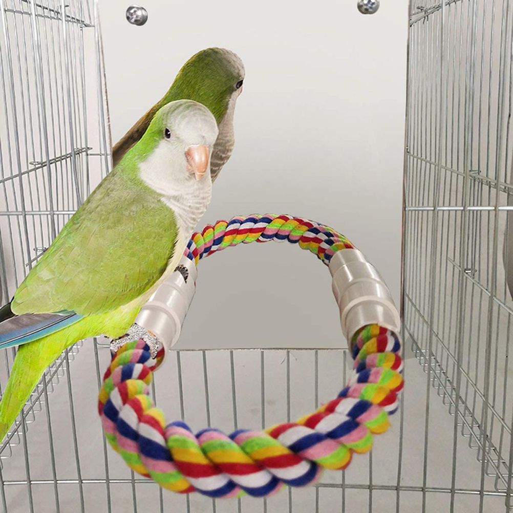 Bird Mirror Toy with Rope Mirror Perch Parrot Bite Toy Parrot Claw Perches Bird Cage Chew Toy - Image 6