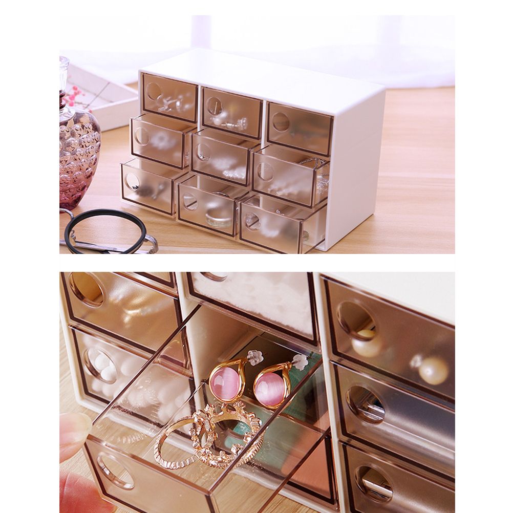 Mini 9 Grid Drawer Desk Storage Box Plastic Storage Organizer for Home Office - Image 4