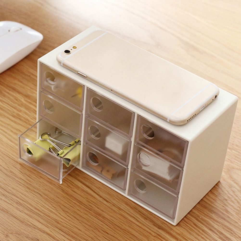 Mini 9 Grid Drawer Desk Storage Box Plastic Storage Organizer for Home Office - Image 6