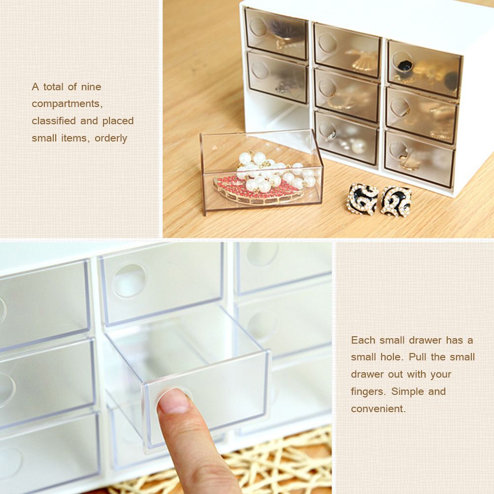 Mini 9 Grid Drawer Desk Storage Box Plastic Storage Organizer for Home Office - Image 8