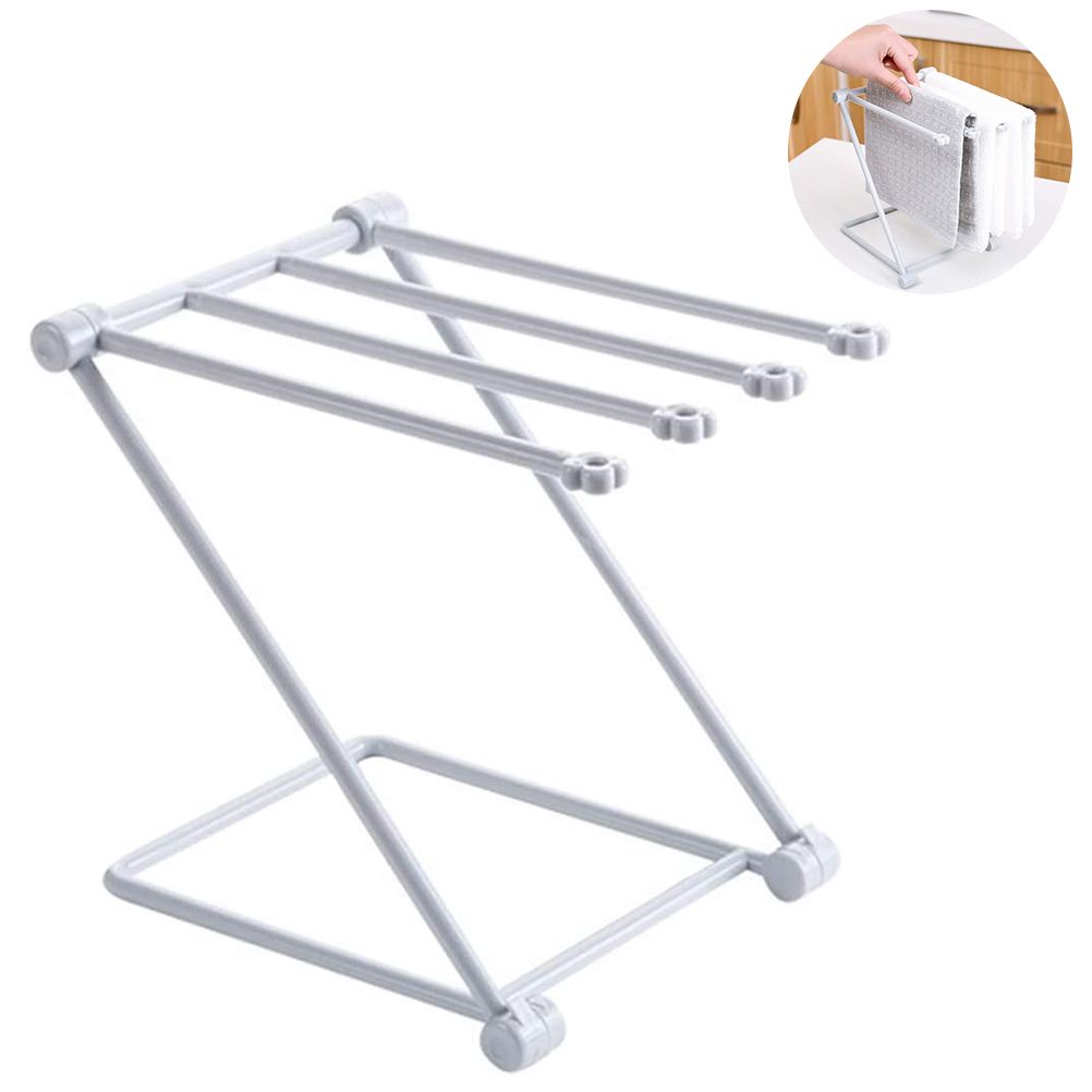 Countertop Kitchen Towel Rack Foldable Fingertip Towel Holder Dishcloth Hanger for Bathroom Vanity Countertops - Image 1