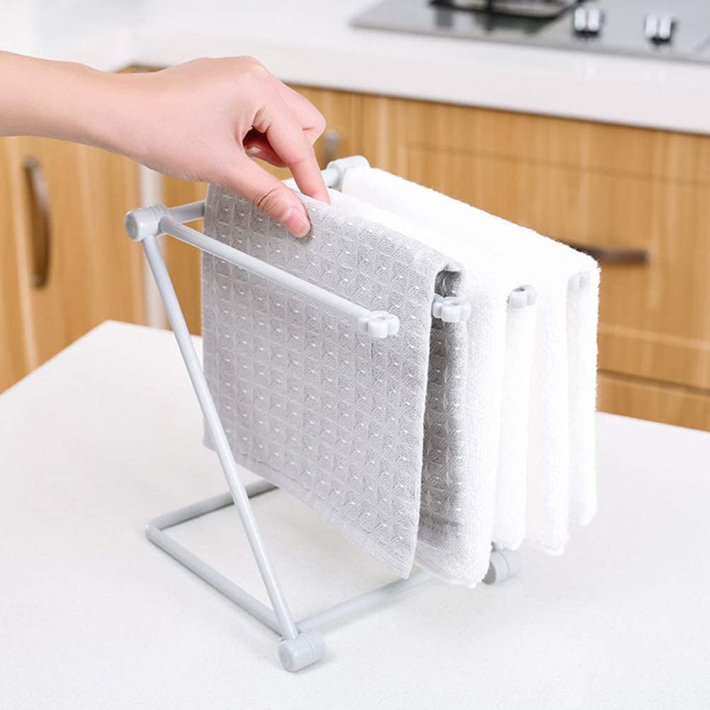 Countertop Kitchen Towel Rack Foldable Fingertip Towel Holder Dishcloth Hanger for Bathroom Vanity Countertops - Image 8