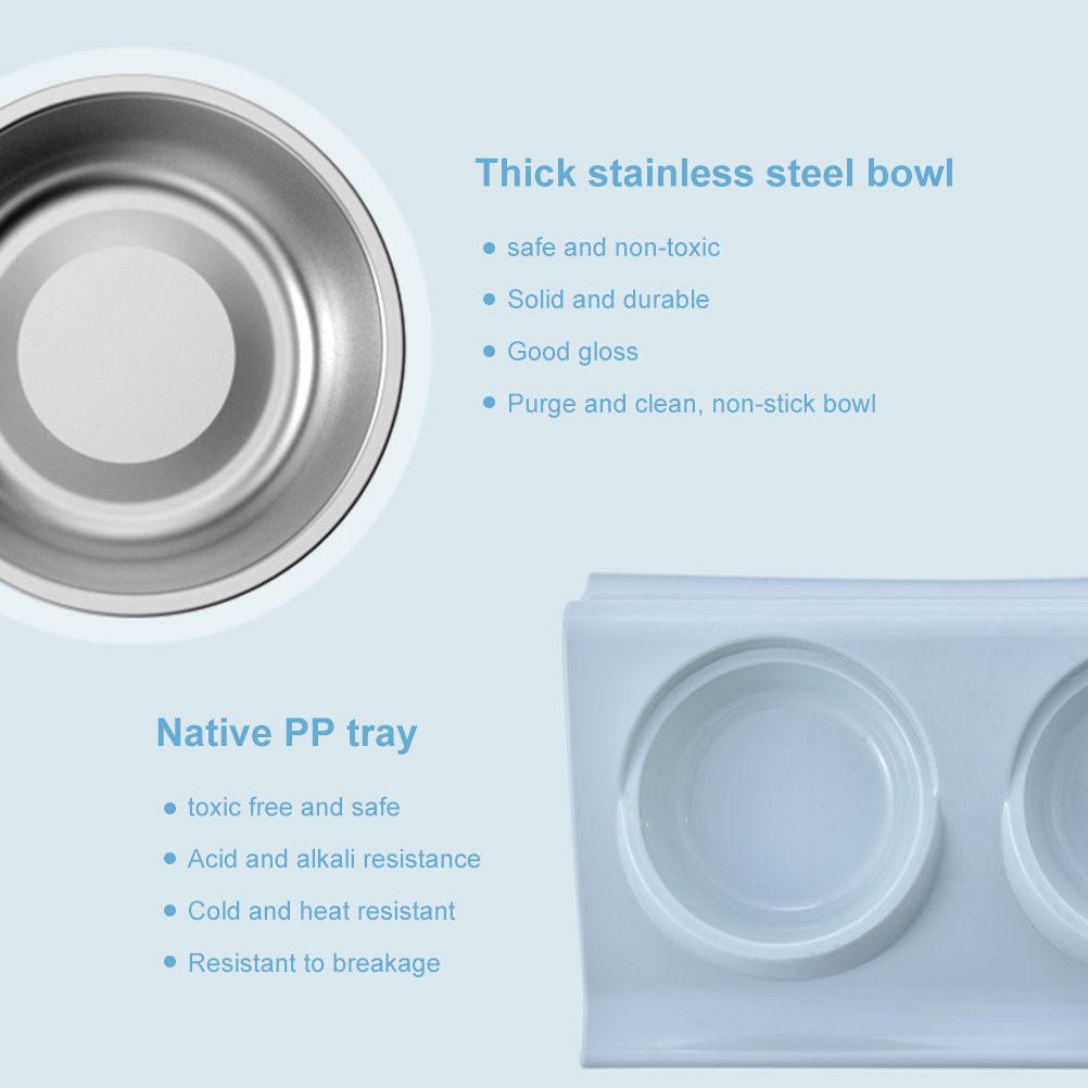 Double Bowls for Dog Stainless Steel Pet Bowl Splashproof Feeding Bowl for Pet - Image 3