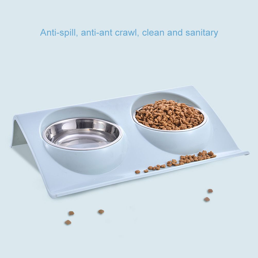 Double Bowls for Dog Stainless Steel Pet Bowl Splashproof Feeding Bowl for Pet - Image 4