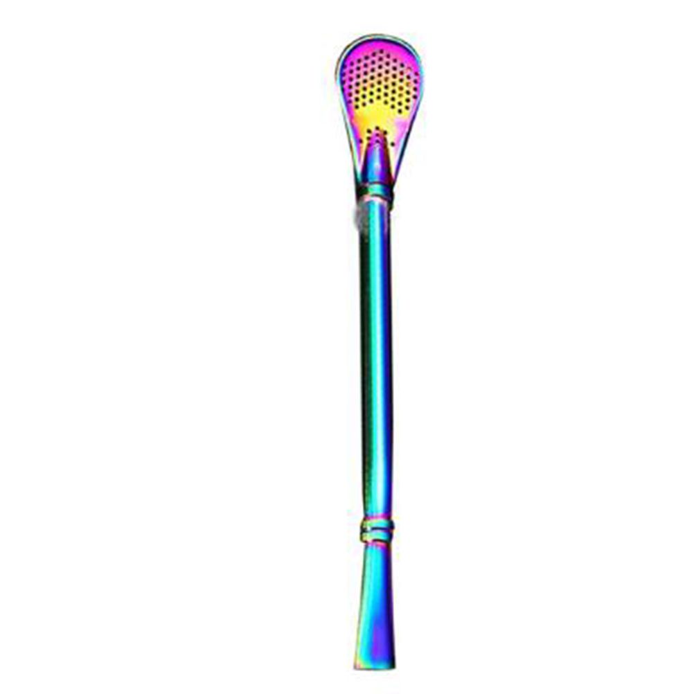 2 in 1 Stainless Steel Straw Spoon Stainless Steel Straw Mate Multifunctional Nontoxic Strainer Spoon - Image 1