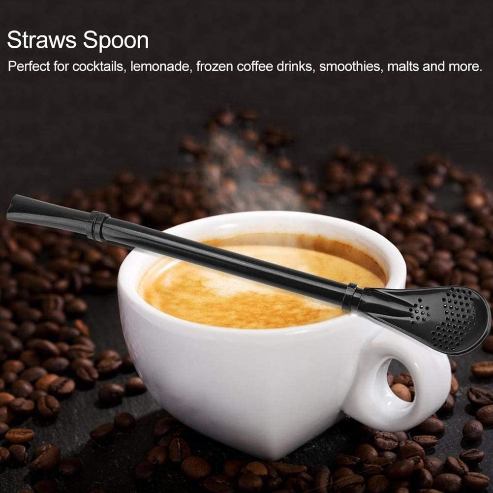 2 in 1 Stainless Steel Straw Spoon Stainless Steel Straw Mate Multifunctional Nontoxic Strainer Spoon - Image 5