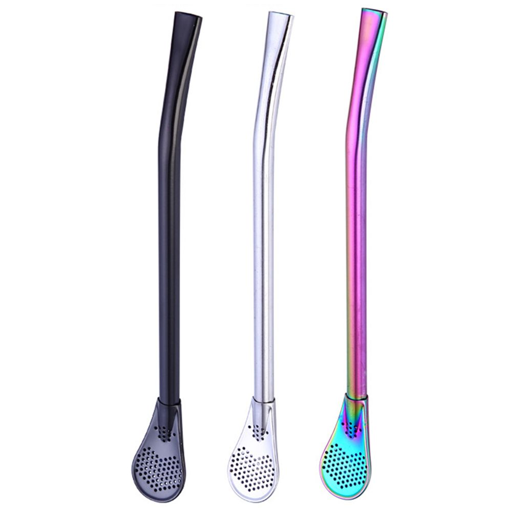 2 in 1 Stainless Steel Straw Spoon Stainless Steel Straw Mate Multifunctional Nontoxic Strainer Spoon - Image 8