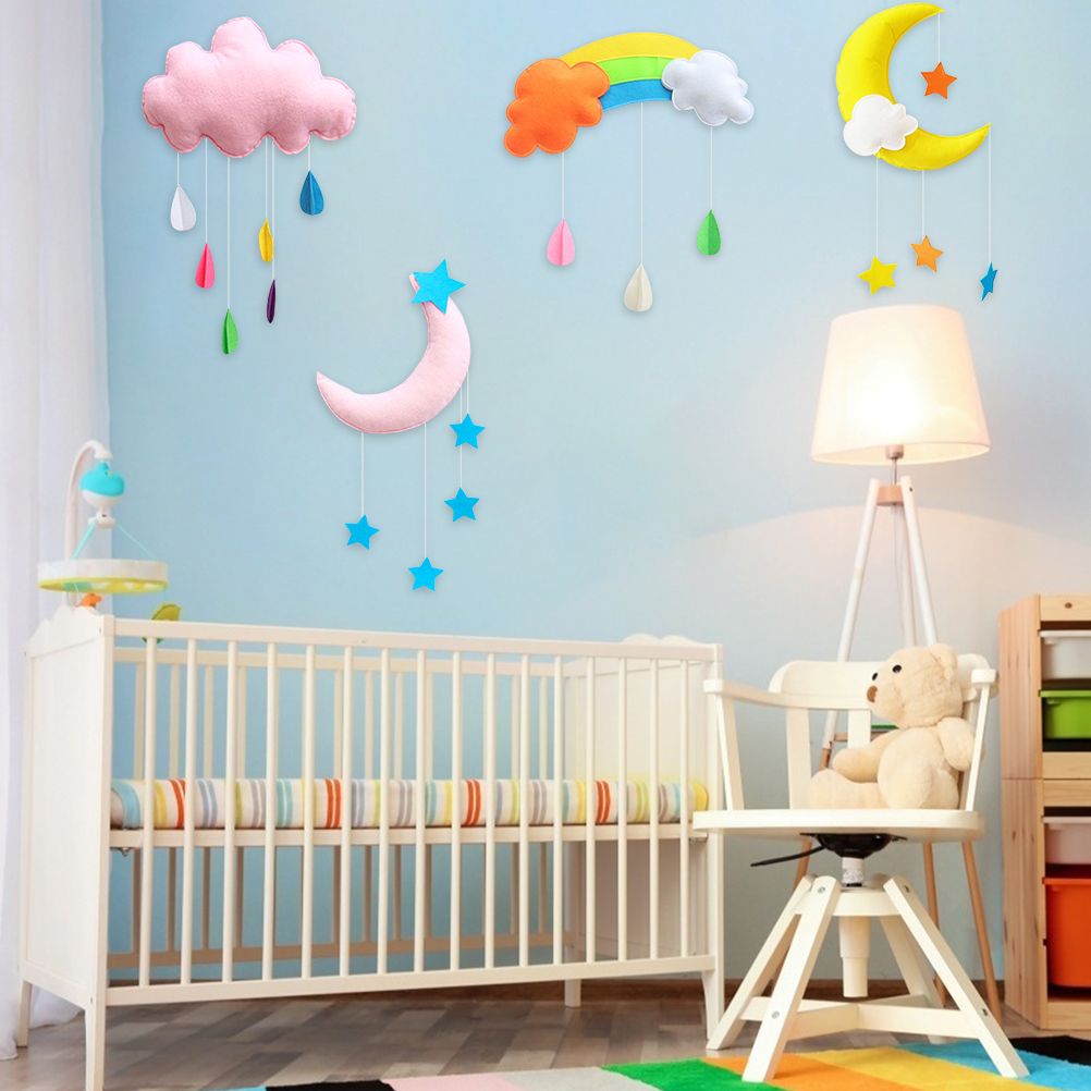 Ceiling Mobile Hanging Cloud Decorations Rainbow Mobile Cloud Ceiling Decor Durable Portable Felt Floating Cloud Room Decoration Pendant - Image 2