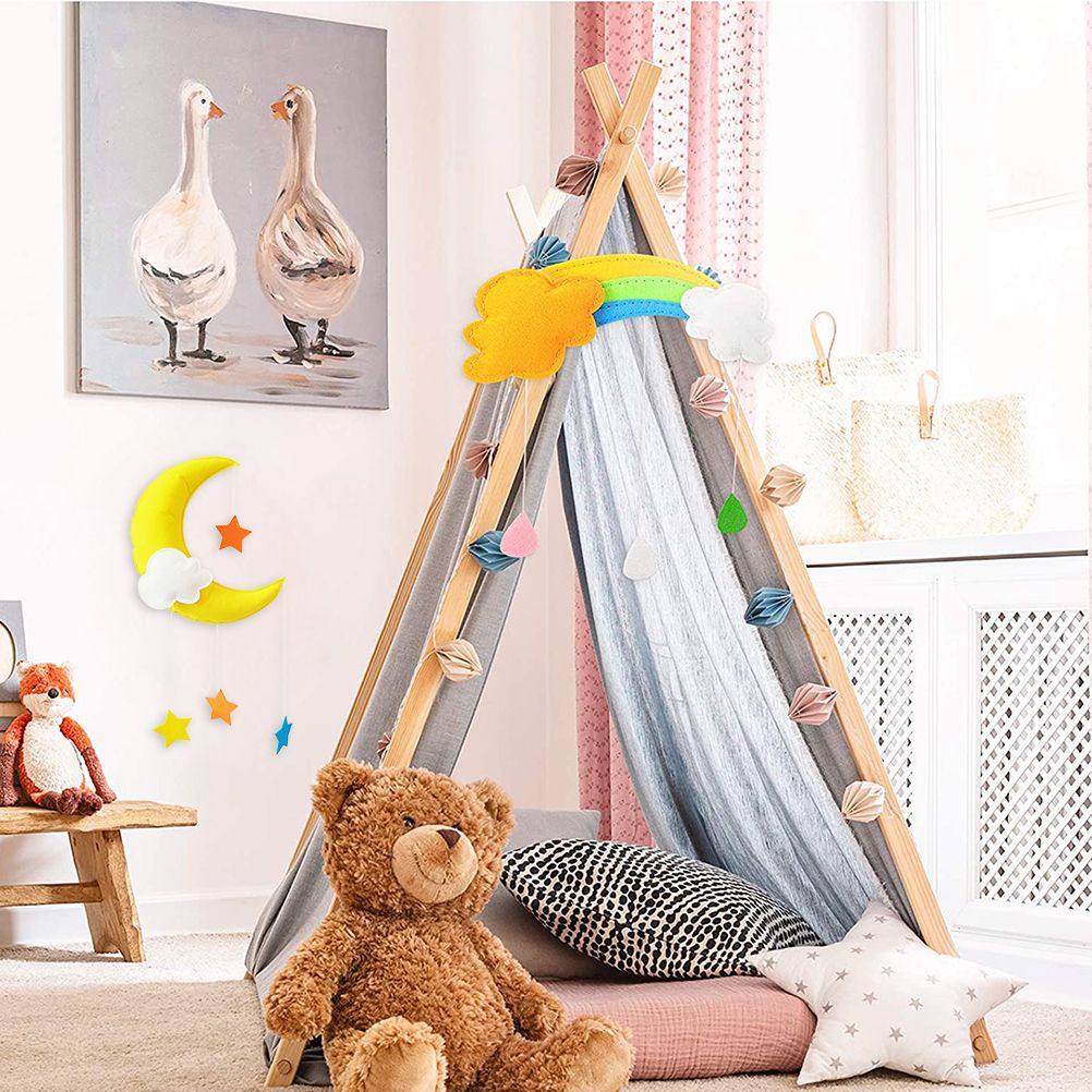 Ceiling Mobile Hanging Cloud Decorations Rainbow Mobile Cloud Ceiling Decor Durable Portable Felt Floating Cloud Room Decoration Pendant - Image 5