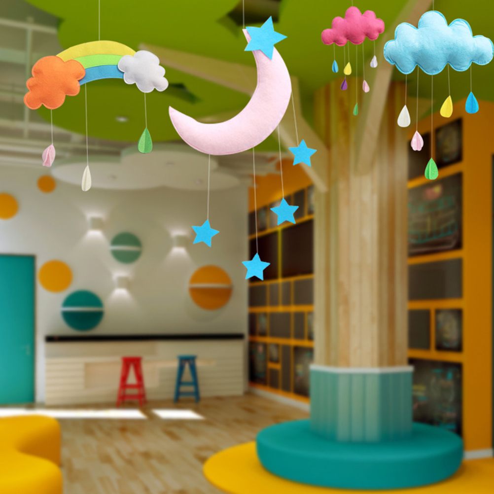Ceiling Mobile Hanging Cloud Decorations Rainbow Mobile Cloud Ceiling Decor Durable Portable Felt Floating Cloud Room Decoration Pendant - Image 8