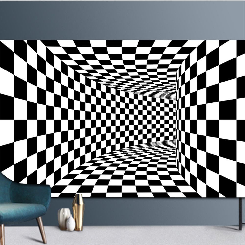 Black and White Checkered 3D Visual Effect Floor Rug Mat Bedroom Carpet for Kids Room Nursery - Image 2