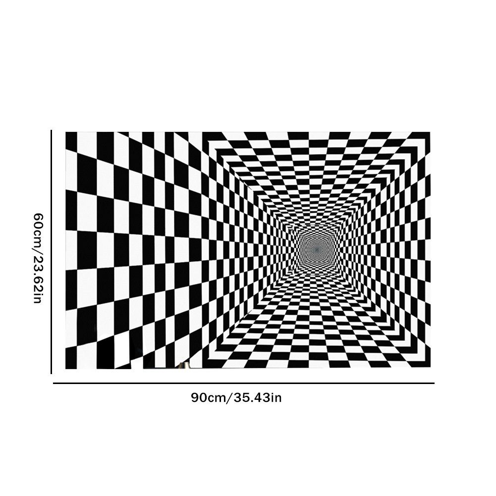 Black and White Checkered 3D Visual Effect Floor Rug Mat Bedroom Carpet for Kids Room Nursery - Image 5