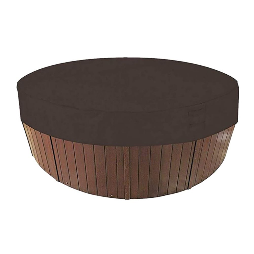 Round Hot Tub Cover Pool Dust Cover Bathtub Drawstring Oxford Cloth Cover for Outdoor Pool Brown - Image 1
