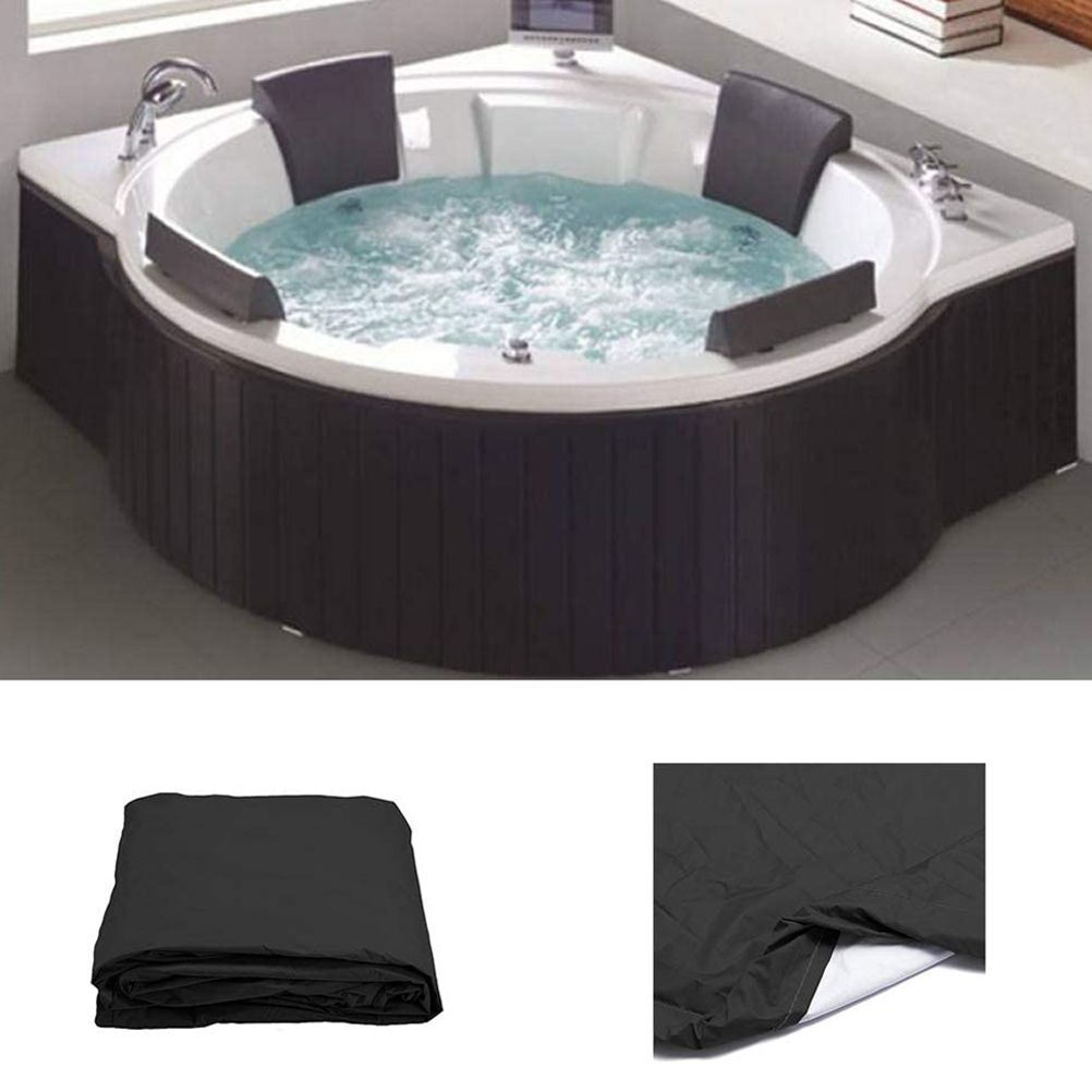 Round Hot Tub Cover Pool Dust Cover Bathtub Drawstring Oxford Cloth Cover for Outdoor Pool Brown - Image 2