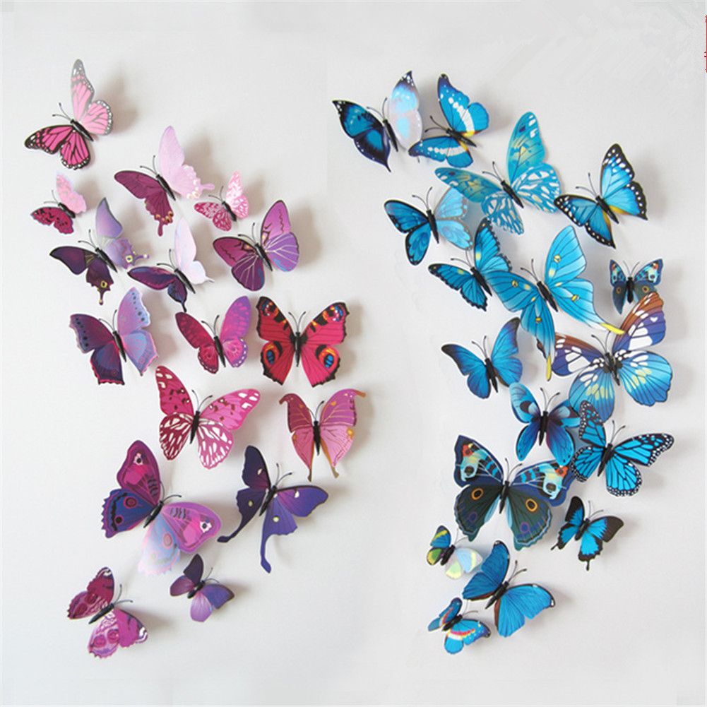 12Pcs 3D Stereoscopic Butterfly Wall Stickers Home Living Room Decor - Image 3