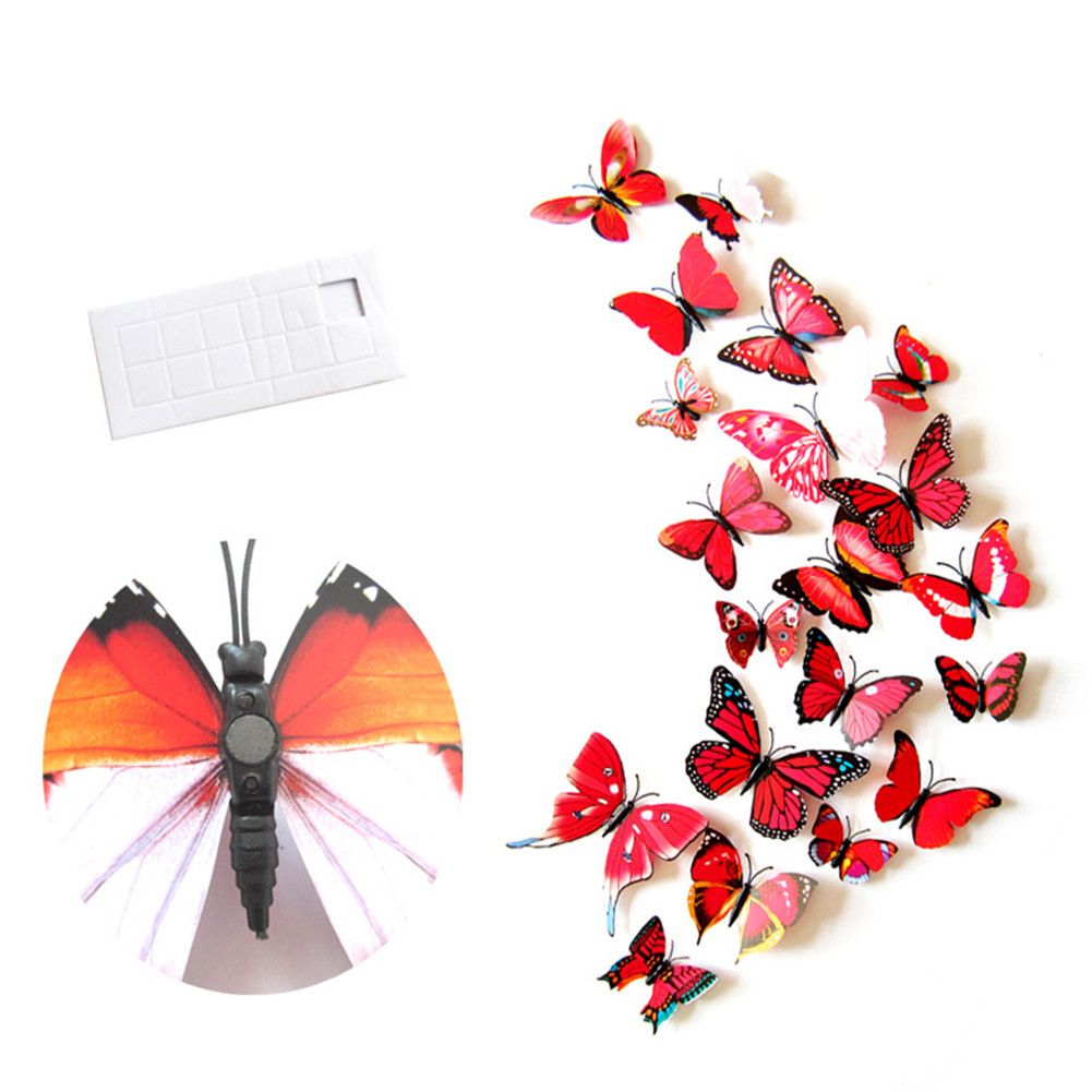 12Pcs 3D Stereoscopic Butterfly Wall Stickers Home Living Room Decor - Image 8