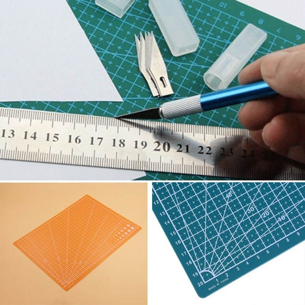 A4 PVC Grid Lines Cutting Board Professional Self Healing Cutting Mat Multipurpose for Quilting Sewing Scrapbooking DIY Craft Blue - Image 2