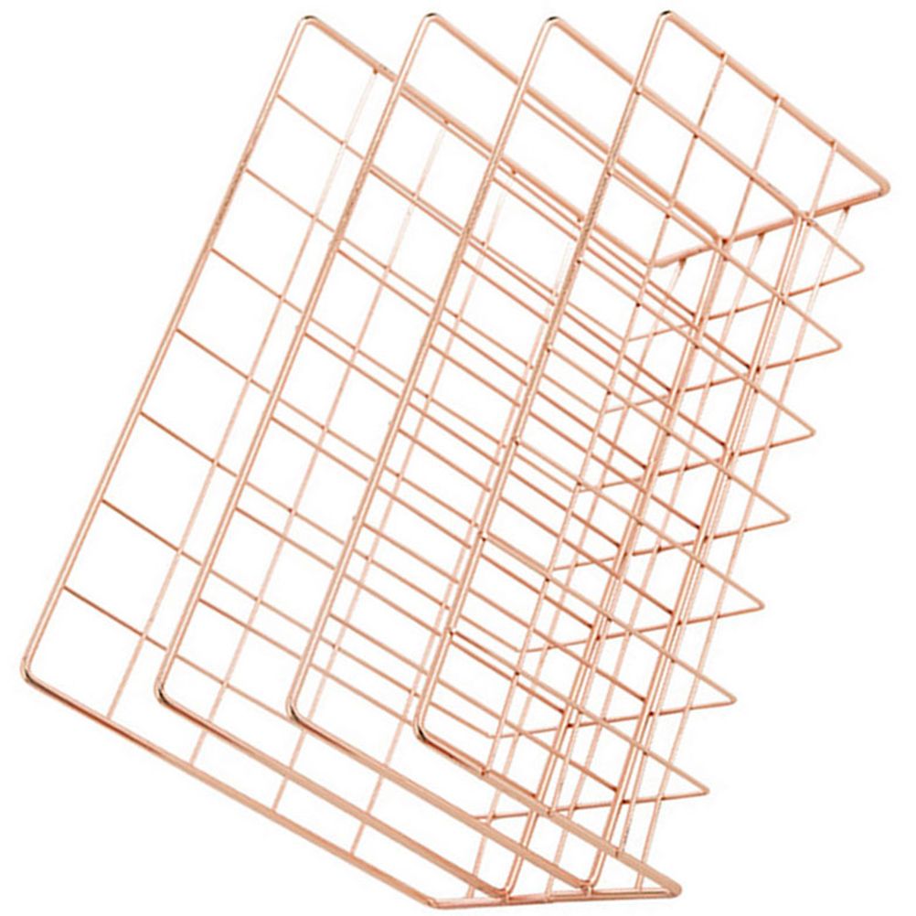Letter Holder Iron Metal Three Grid Bookcase Holder Multifunctional File Sorter Organizer - Image 2