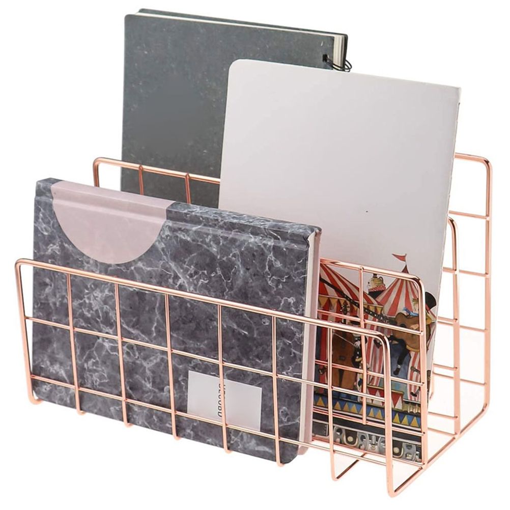 Letter Holder Iron Metal Three Grid Bookcase Holder Multifunctional File Sorter Organizer - Image 6