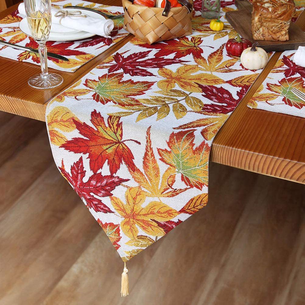 Fall Table Runner Holiday Table Runners for Dining Room Harvest Maple Leaf Table Runner for Fall Autumn and Thanksgiving Decorations - Image 4