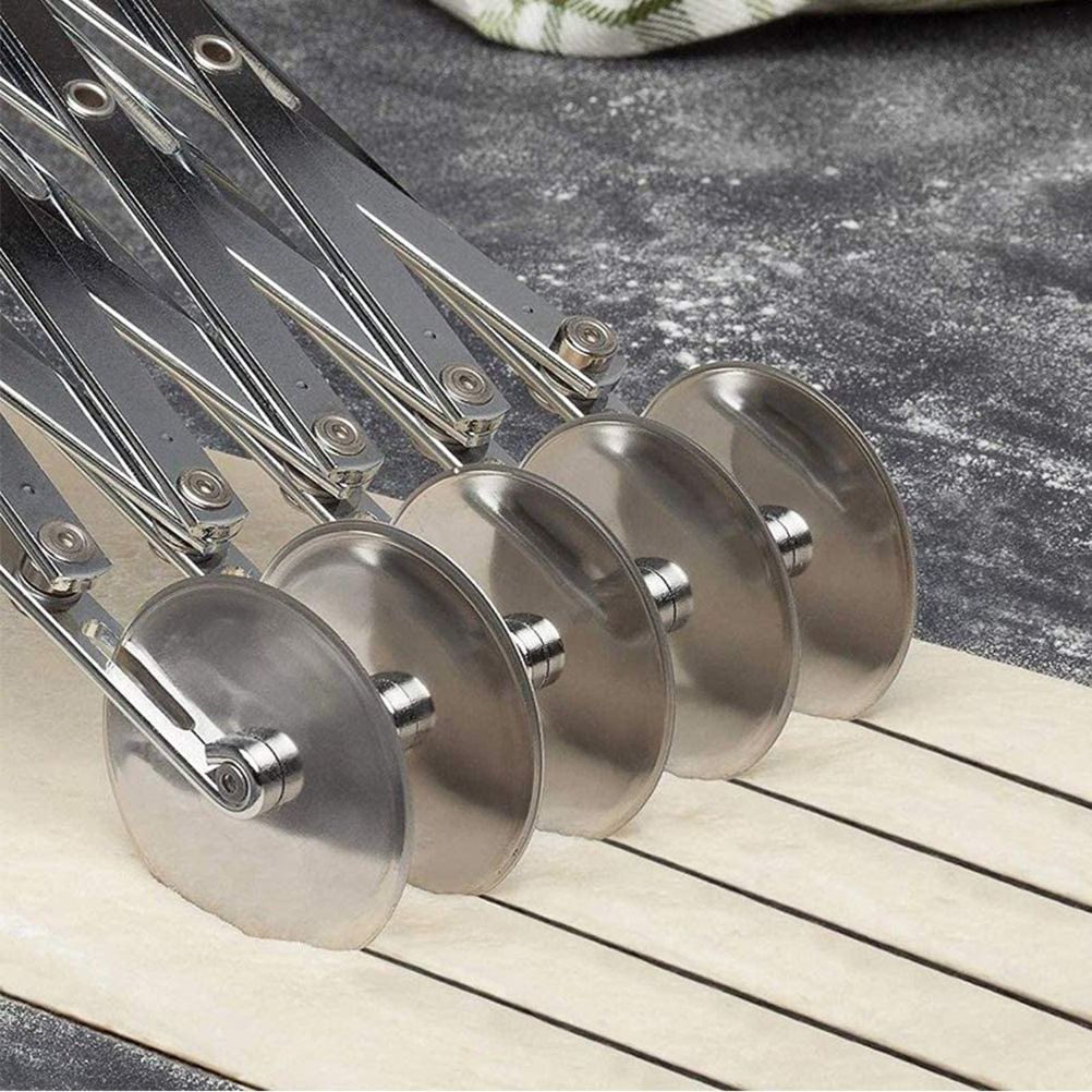 3 Wheel/5 Wheel Pastry Cutter Pizza Cutter Stainless Steel Expandable Pizza Grater Multi Round Pastry Knife Baking Cutter Roller Dough Cutter Divider - Image 3