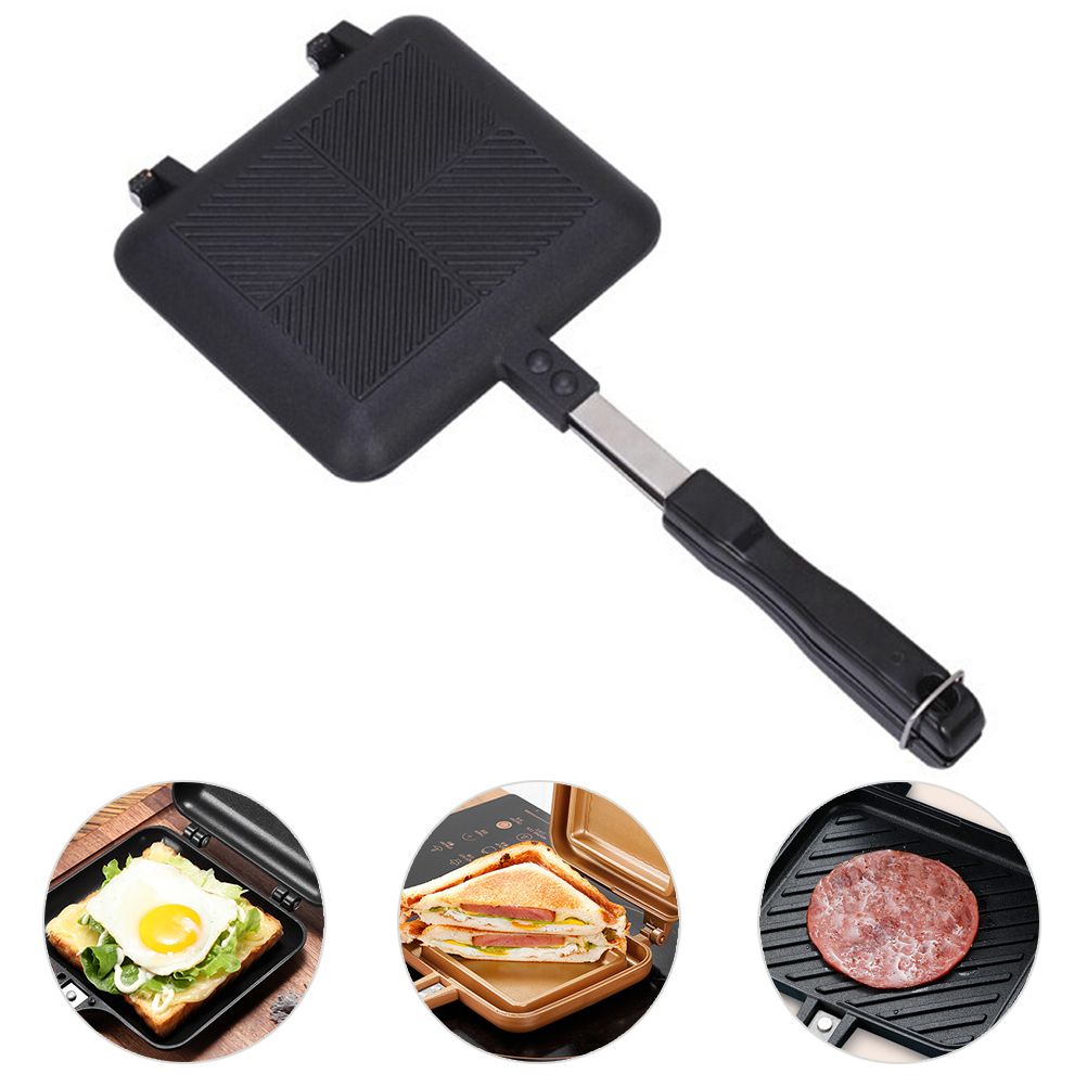 Aluminum Double Sided Frying Pan Dual Sided Sandwich Maker Pan with Handles Nonstick Griddle Pan Toast Pan - Image 1