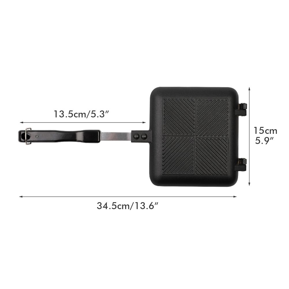 Aluminum Double Sided Frying Pan Dual Sided Sandwich Maker Pan with Handles Nonstick Griddle Pan Toast Pan - Image 3