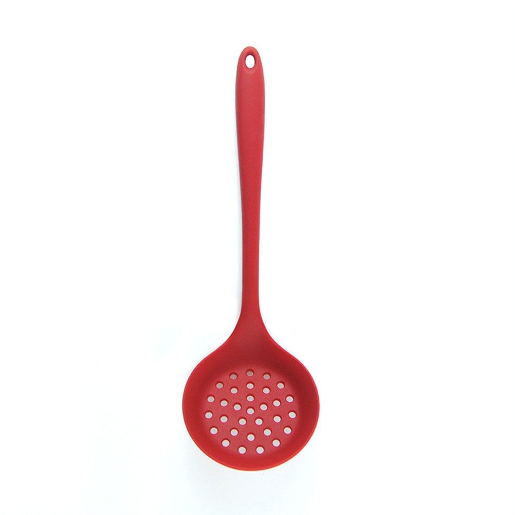 Silicone Slotted Skimmer Spatula Lightweight Slotted Spoon Skimmer Spoon Strainer Ladle with Long Handle - Image 1