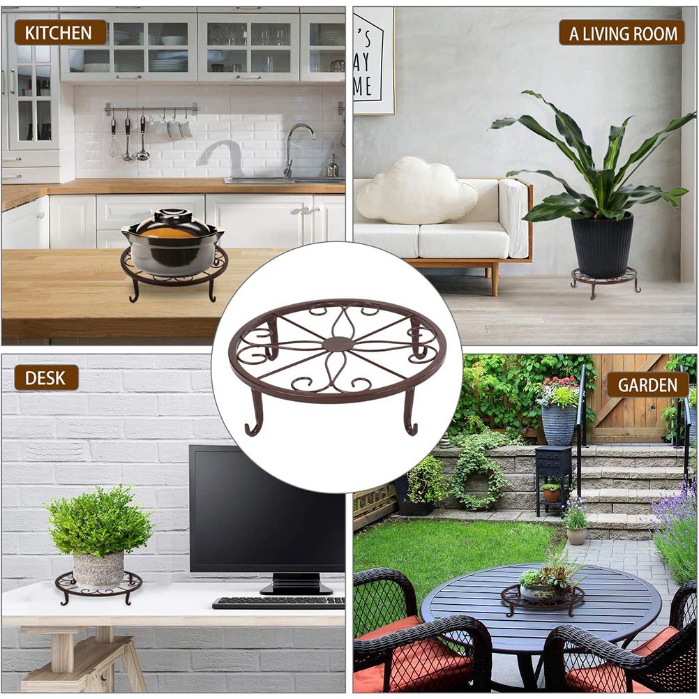 Classic Metal Iron Art Plant Pot Stand Flowerpot Base Holder Rack Indoor Outdoor Home Decor - Image 5