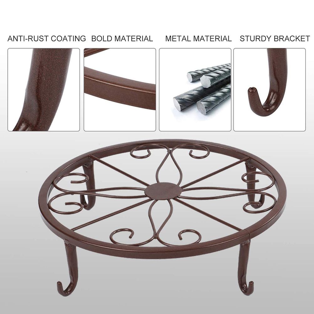 Classic Metal Iron Art Plant Pot Stand Flowerpot Base Holder Rack Indoor Outdoor Home Decor - Image 7